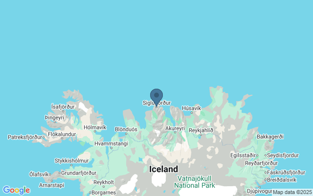 Kaart met locatie Midzomernachtzon Siglufjordur